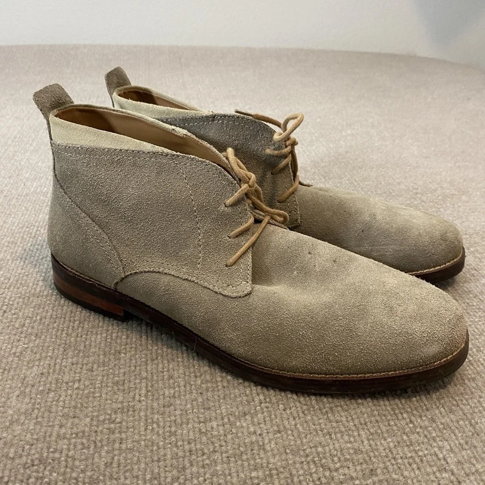 Cole Haan Boots Mens Size 11.5M Beige Suede Chukka Ankle Lace Up Casual C23872